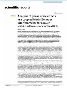 Analysis of phase noise effects in a coupled Mach-Zehnder interferometer for a much stabilized free-space optical link