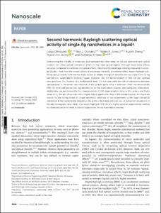 Second harmonic Rayleigh scattering optical activity of single Ag nanohelices in a liquid