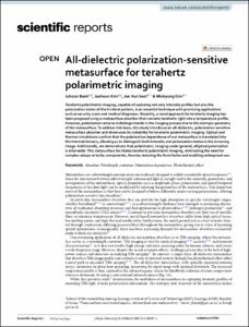 All-dielectric polarization-sensitive metasurface for terahertz polarimetric imaging