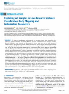 Exploiting All Samples in Low-Resource Sentence Classification: Early Stopping and Initialization Parameters