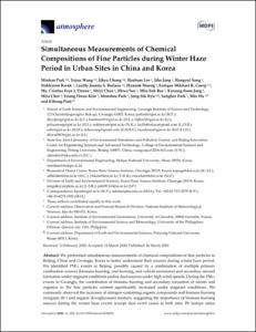 Simultaneous Measurements of Chemical Compositions of Fine Particles during Winter Haze Period in Urban Sites in China and Korea
