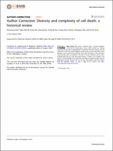 Author Correction: Diversity and complexity of cell death: a historical review (Experimental & Molecular Medicine, (2023), 55, 8, (1573-1594), 10.1038/s12276-023-01078-x)