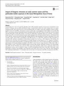 Impact of biogenic emissions on early summer ozone and fine particulate matter exposure in the Seoul Metropolitan Area of Korea