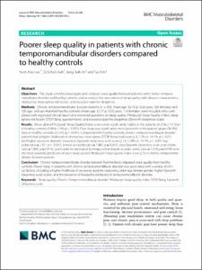 Poorer sleep quality in patients with chronic temporomandibular disorders compared to healthy controls