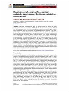 Development of simple diffuse optical metabolic spectroscopy for tissue metabolism measurement