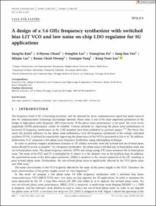 A design of a 5.6 GHz frequency synthesizer with switched bias LIT VCO and low noise on-chip LDO regulator for 5G applications