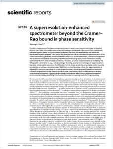 A superresolution-enhanced spectrometer beyond the Cramer–Rao bound in phase sensitivity
