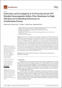 Fabrication and Investigation of Acid Functionalized CNT Blended Nanocomposite Hollow Fiber Membrane for High Filtration and Antifouling Performance in Ultrafiltration Process