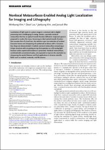 Nonlocal Metasurfaces-Enabled Analog Light Localization for Imaging and Lithography