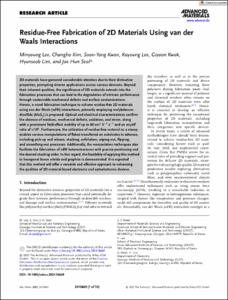 Residue-free fabrication of 2D materials using van der Waals interactions
