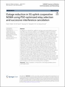 Outage reduction in 5G uplink cooperative NOMA using PSO-optimized relay selection and successive interference cancelation