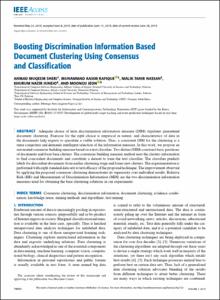 Boosting discrimination information based document clustering using consensus and classification