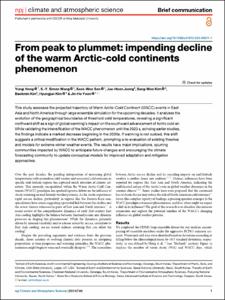 From peak to plummet: impending decline of the warm Arctic-cold continents phenomenon