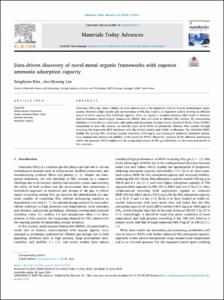 Data-driven discovery of novel metal organic frameworks with superior ammonia adsorption capacity