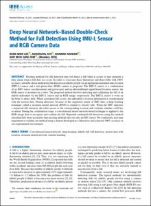 Deep Neural Network-Based Double-Check Method for Fall Detection Using IMU-L Sensor and RGB Camera Data