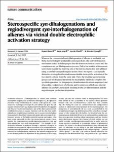 Stereospecific syn-dihalogenations and regiodivergent syn-interhalogenation of alkenes via vicinal double electrophilic activation strategy
