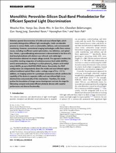 Monolithic Perovskite-Silicon Dual-Band Photodetector for Efficient Spectral Light Discrimination