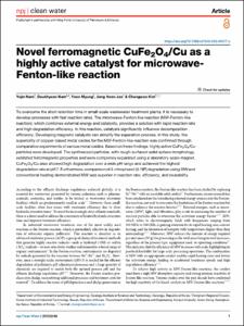 Novel ferromagnetic CuFe2O4/Cu as a highly active catalyst for microwave-Fenton-like reaction
