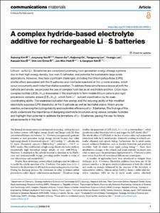 A complex hydride-based electrolyte additive for rechargeable Li−S batteries