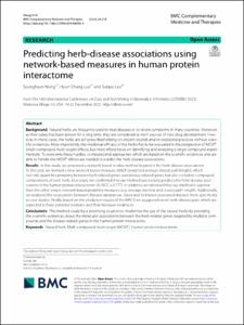 Predicting herb-disease associations using network-based measures in human protein interactome