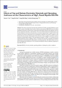 Effects of Top and Bottom Electrodes Materials and Operating Ambiance on the Characteristics of MgFx Based Bipolar RRAMs