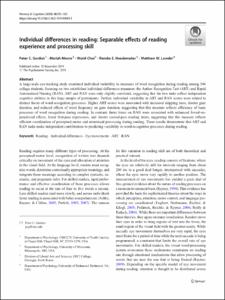 Individual differences in reading: Separable effects of reading experience and processing skill
