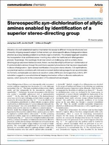 Stereospecific syn-dichlorination of allylic amines enabled by identification of a superior stereo-directing group