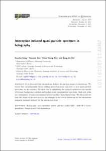 Interaction induced quasi-particle spectrum in holography