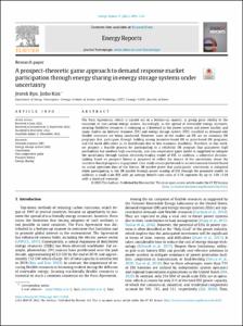 A prospect-theoretic game approach to demand response market participation through energy sharing in energy storage systems under uncertainty