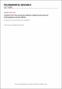 Cyclone Fani: the tug-of-war between regional warming and anthropogenic aerosol effects