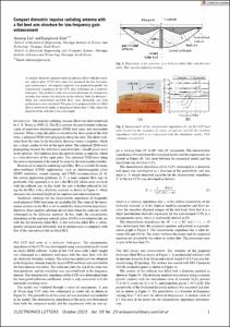 Compact dielectric impulse radiating antenna with a flat feed arm structure for low-frequency gain enhancement