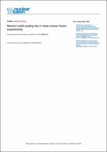 Neutron yield scaling law in laser-cluster fusion experiments