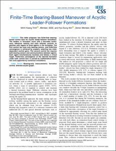 Finite-Time Bearing-Based Maneuver of Acyclic Leader-Follower Formations