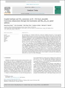 Coupled methane and NOx conversion on Pt + Pd/Al2O3 monolith: Conversion enhancement through feed modulation and Mn0.5Fe2.5O4 spinel addition