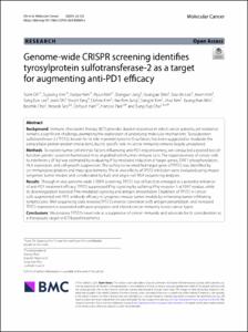 Genome-wide CRISPR screening identifies tyrosylprotein sulfotransferase-2 as a target for augmenting anti-PD1 efficacy