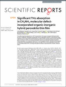 Significant THz absorption in CH3NH2 molecular defect-incorporated organic-inorganic hybrid perovskite thin film
