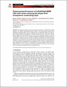 Enhanced performance of InGaN/GaN MQW LED with strain-relaxing Ga-doped ZnO transparent conducting layer