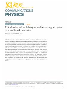 Chiral-induced switching of antiferromagnet spins in a confined nanowire