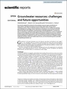 Groundwater resources: challenges and future opportunities