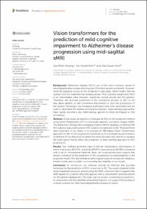 Vision transformers for the prediction of mild cognitive impairment to Alzheimer’s disease progression using mid-sagittal sMRI
