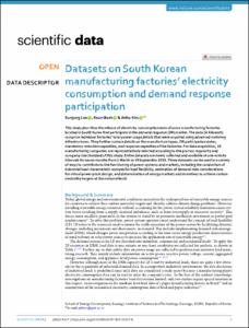 Datasets on South Korean manufacturing factories' electricity consumption and demand response participation