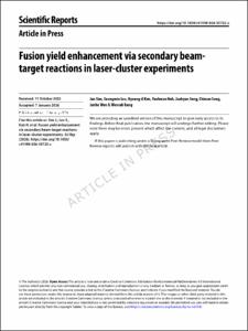 Fusion yield enhancement via secondary beam-target reactions in laser-cluster experiments