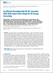 An Efficient Reconfigurable RF-DC Converter with Wide Input Power Range for RF Energy Harvesting
