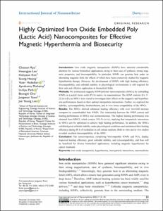 Highly Optimized Iron Oxide Embedded Poly (Lactic Acid) Nanocomposites for Effective Magnetic Hyperthermia and Biosecurity