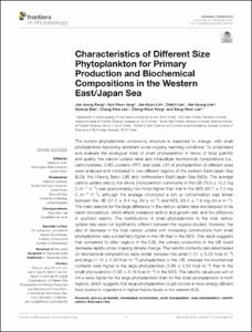 Characteristics of Different Size Phytoplankton for Primary Production and Biochemical Compositions in the Western East/Japan Sea