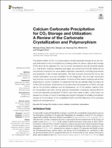 Calcium carbonate precipitation for CO2 storage and utilization: A review of the carbonate crystallization and polymorphism