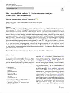 Effect of optical flow and user VR familiarity on curvature gain thresholds for redirected walking