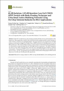 40 dB-isolation, 1.85 dB-insertion loss full CMOS SPDT switch with body-floating technique and ultra-small active matching network using on-chip solenoid inductor for BLE applications