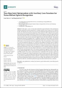 Two-Step Joint Optimization with Auxiliary Loss Function for Noise-Robust Speech Recognition