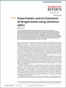 Deterministic control of photonic de Broglie waves using coherence optics
